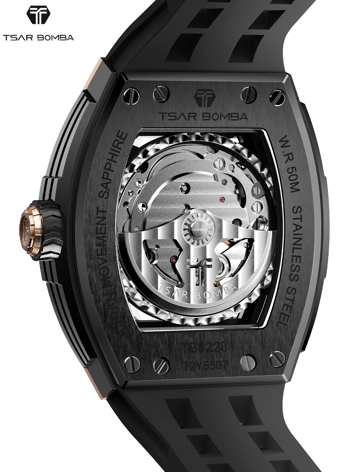 Montre Homme Automatique Squelette Tonneau Cyber Tsar Bomba TB8228A – CLEVI Paris