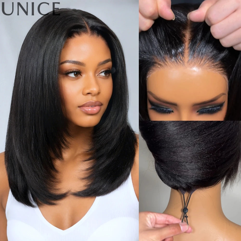 Perruque Bob Yaki Straight Lace 7x5 Glueless – CLEVI Paris
