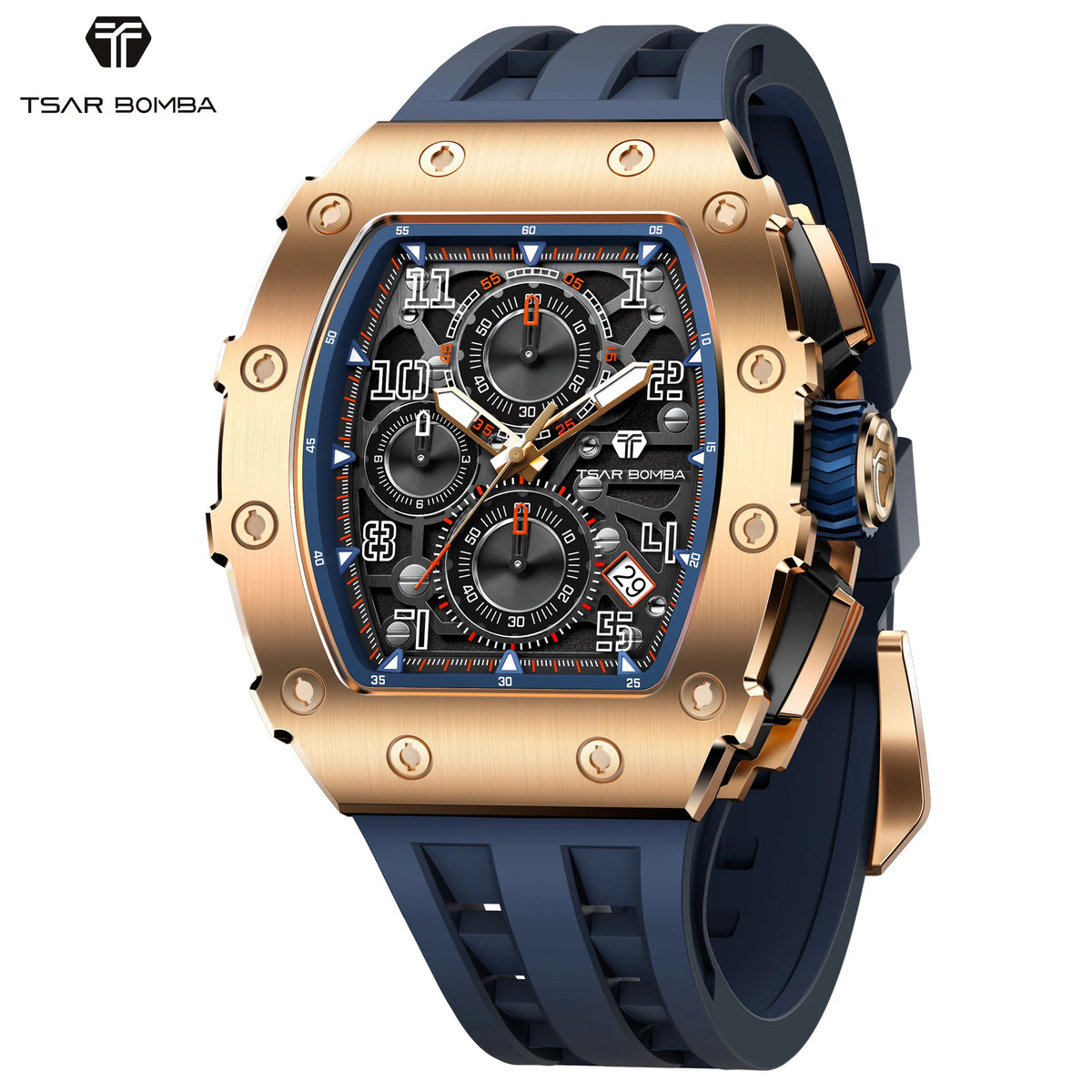 Montre Homme Quartz Chronographe Tonneau Tsar Bomba TB8204Q – CLEVI Paris