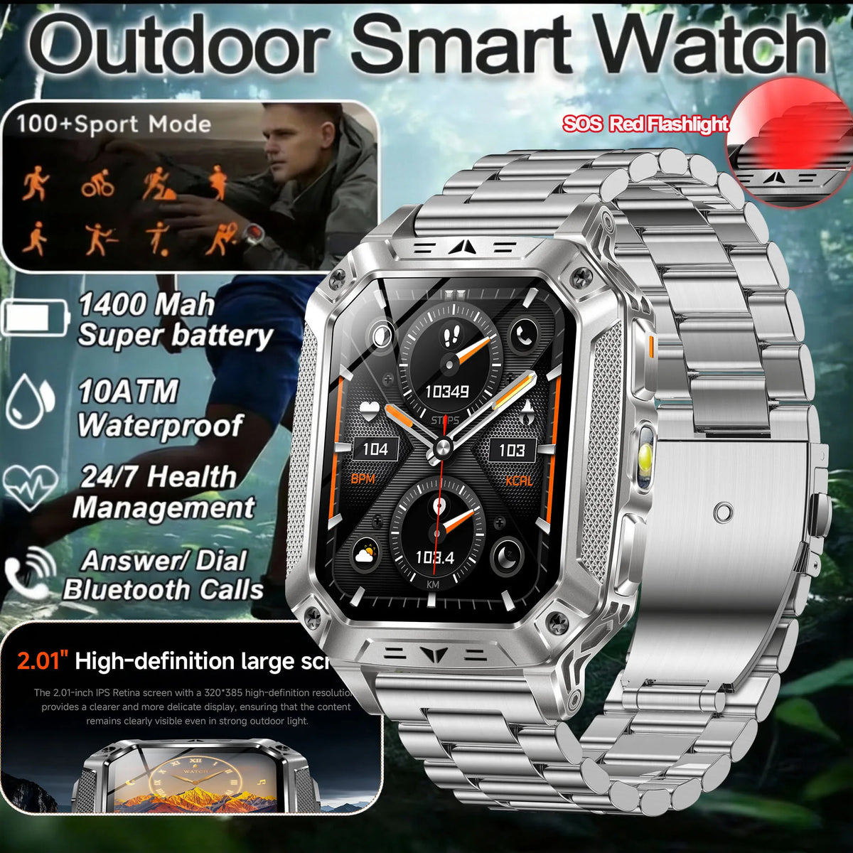 Montre AK86 AMOLED avec lampe torche – CLEVI Paris