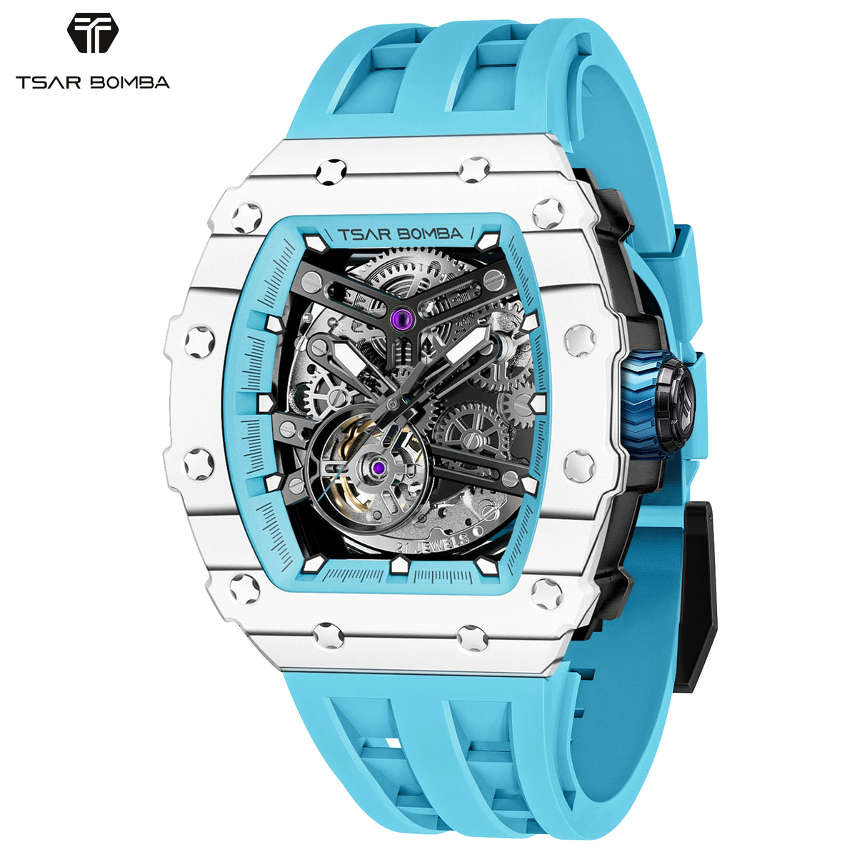 TSAR BOMBA TB8208CF Montre Homme Automatique Squelette Saphir Carbone – CLEVI Paris