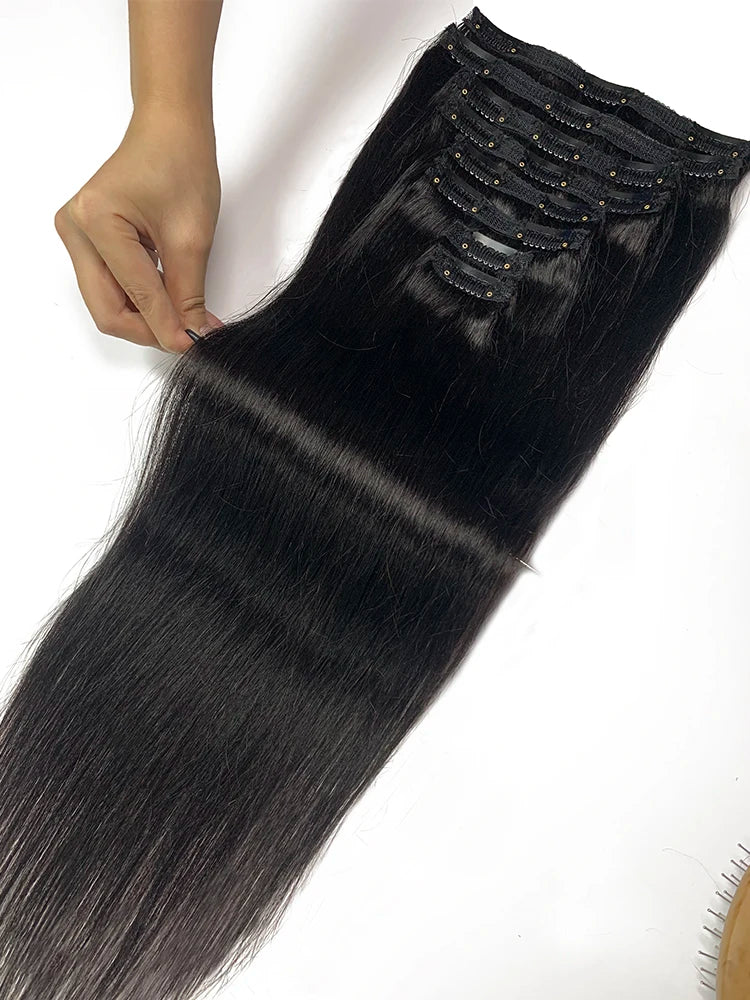 Extensions à Clips Straight Remy Hair Set Complet – CLEVI Paris