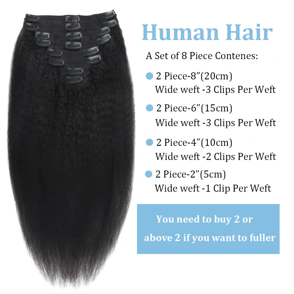 Extensions Clips Kinky Straight Remy Noires – CLEVI Paris