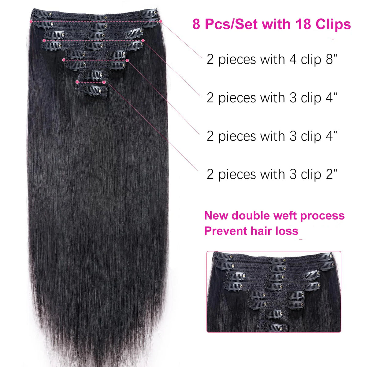 Extensions Clip In Lisses Brésiliennes 120g – CLEVI Paris