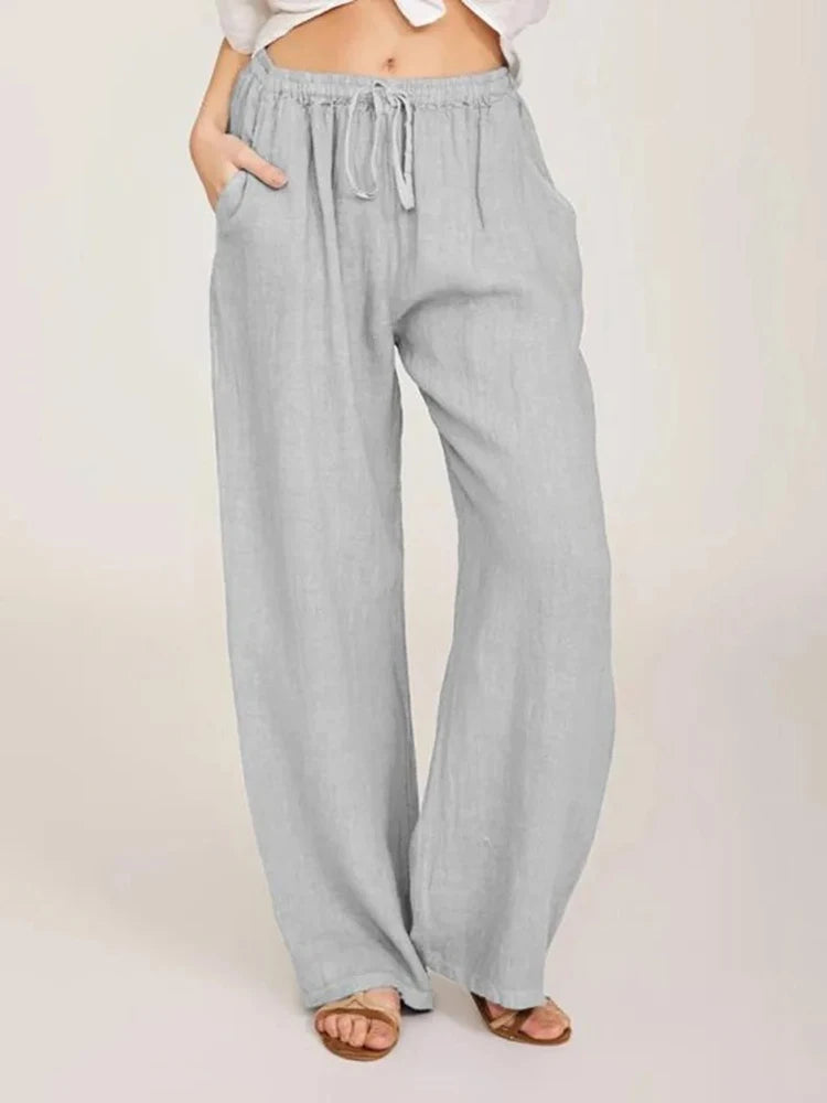 Pantalon femme uni à jambes larges – CLEVI Paris