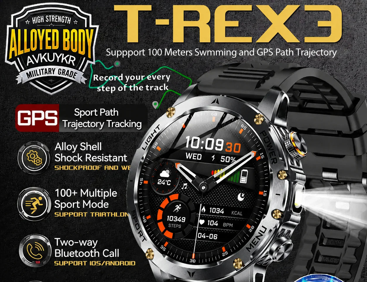 Montre GUHUAVMI AK87 AMOLED 1,7" IP68 170 Sports BT – CLEVI Paris