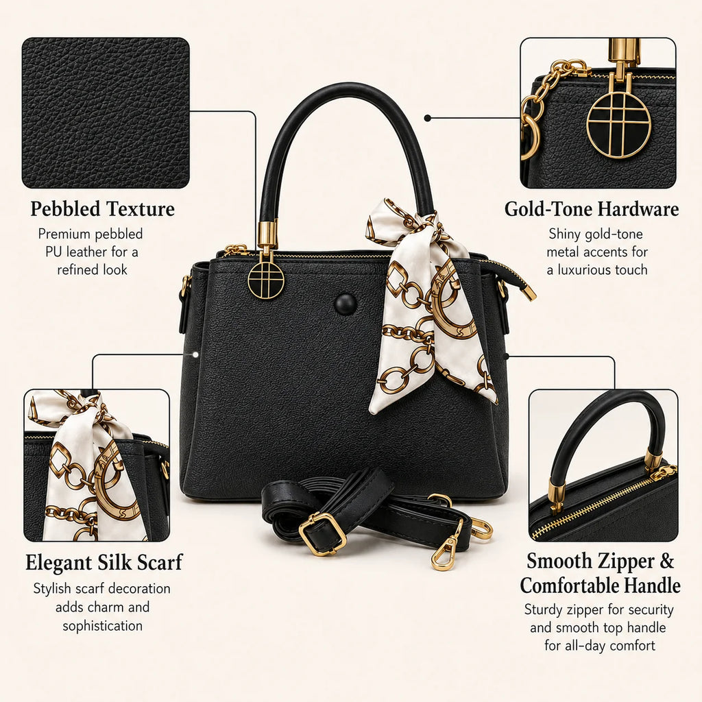 Sac Cabas Femme Bicolore PU Foulard Grande Capacité – CLEVI Paris