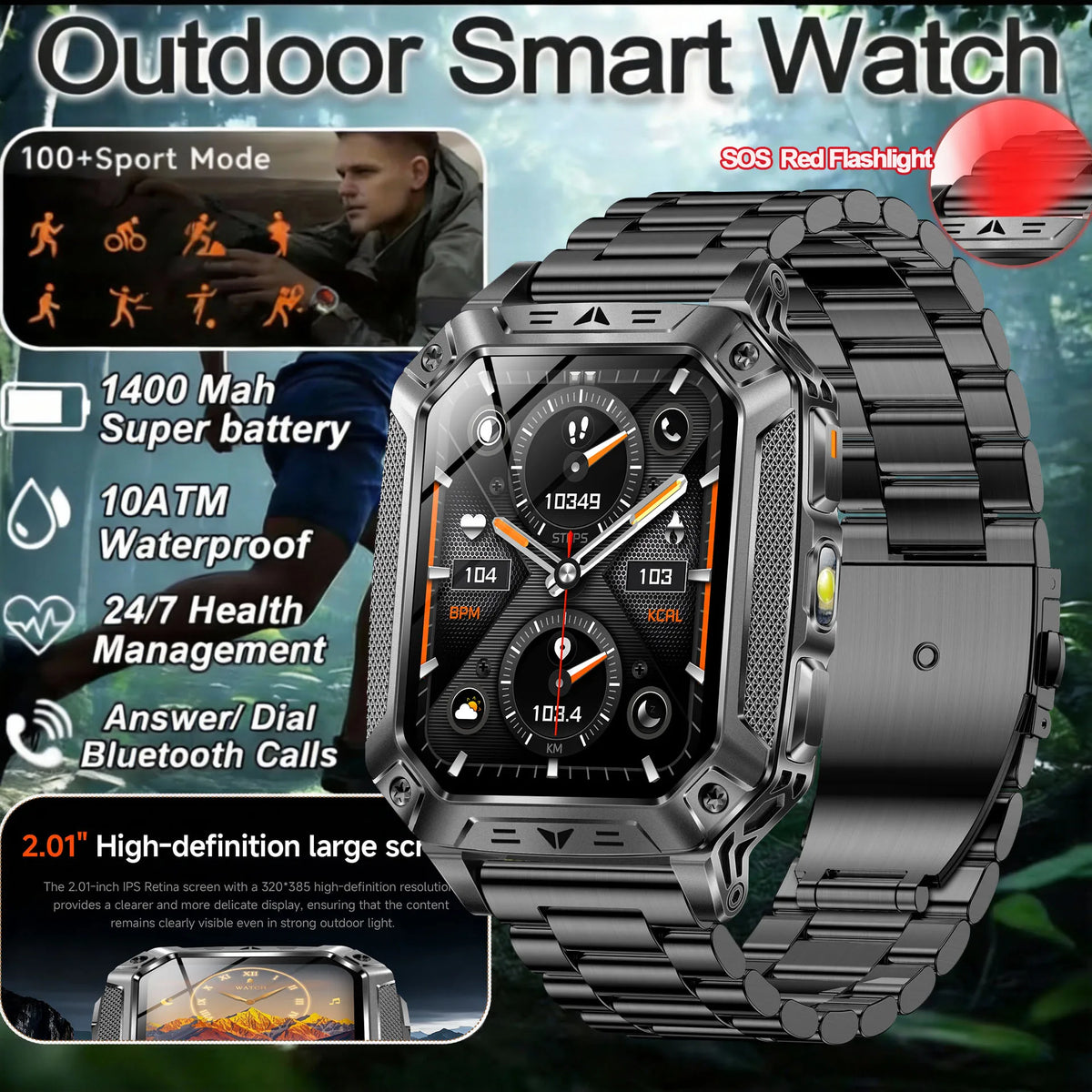 Montre AK86 AMOLED avec lampe torche – CLEVI Paris