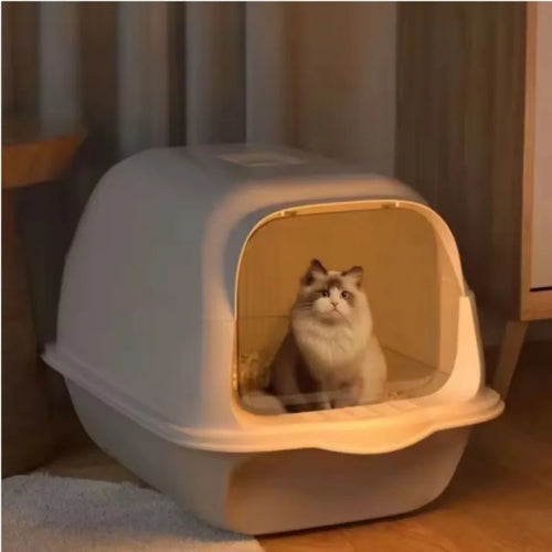 Bac à litière pliable semi-fermé pour chat – CLEVI Paris