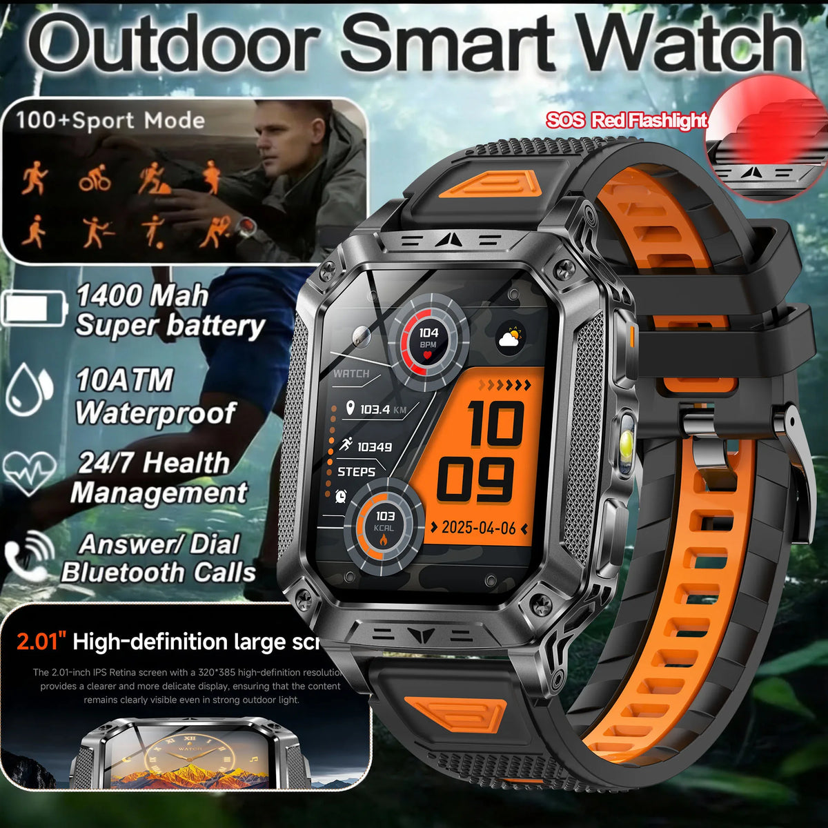 Montre AK86 AMOLED avec lampe torche – CLEVI Paris