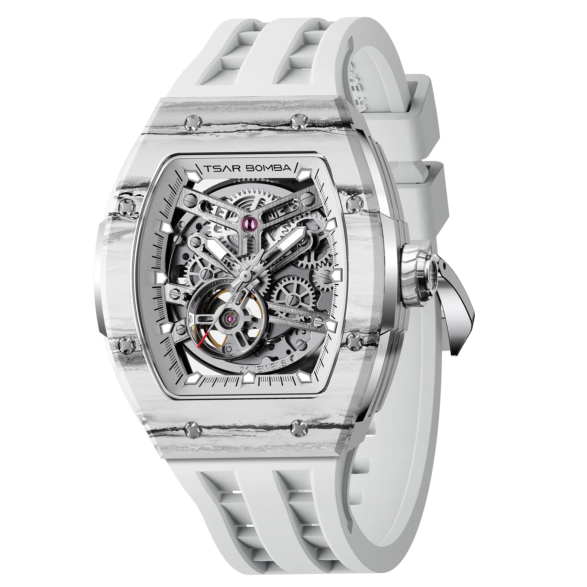 Montre Homme Automatique Squelette Tonneau Fibre de Carbone Tsar Bomba TB8228CF – CLEVI Paris