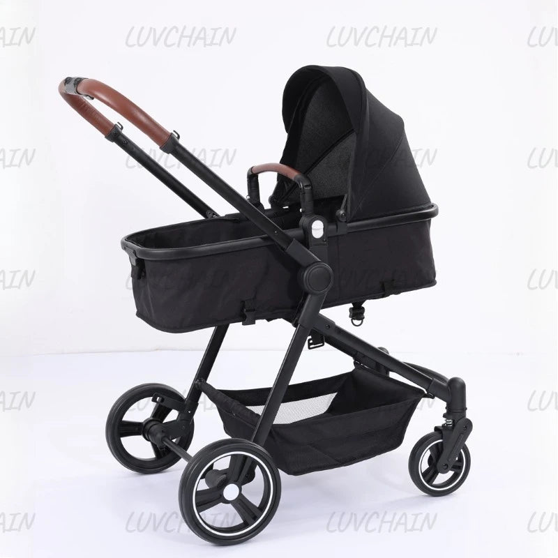 Poussette enfant avec porte-animaux noire – CLEVI Paris
