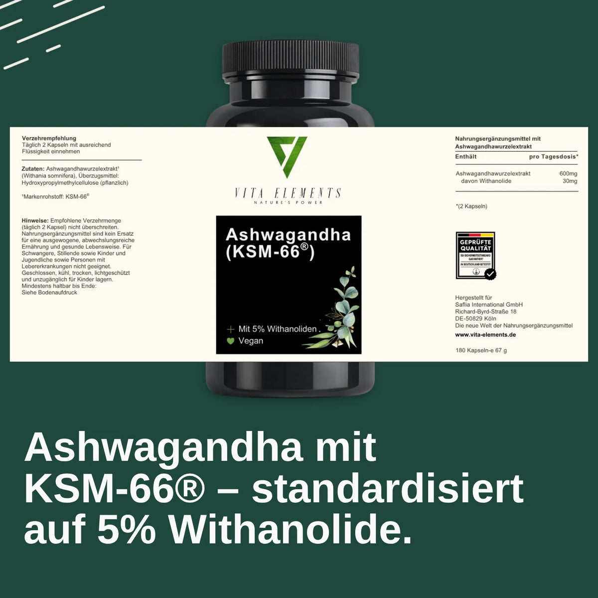 Ashwagandha KSM-66®, 180 gélules – CLEVI Paris