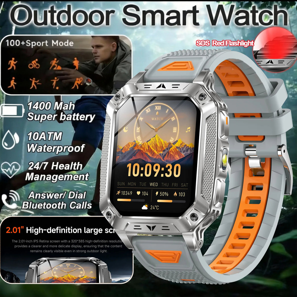 Montre AK86 AMOLED avec lampe torche – CLEVI Paris