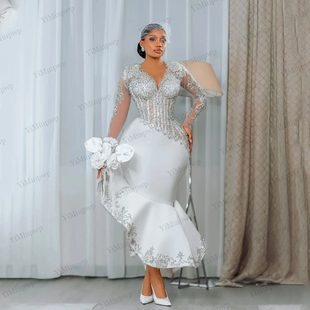 Robe de mariée civile sirène à cristaux – CLEVI Paris