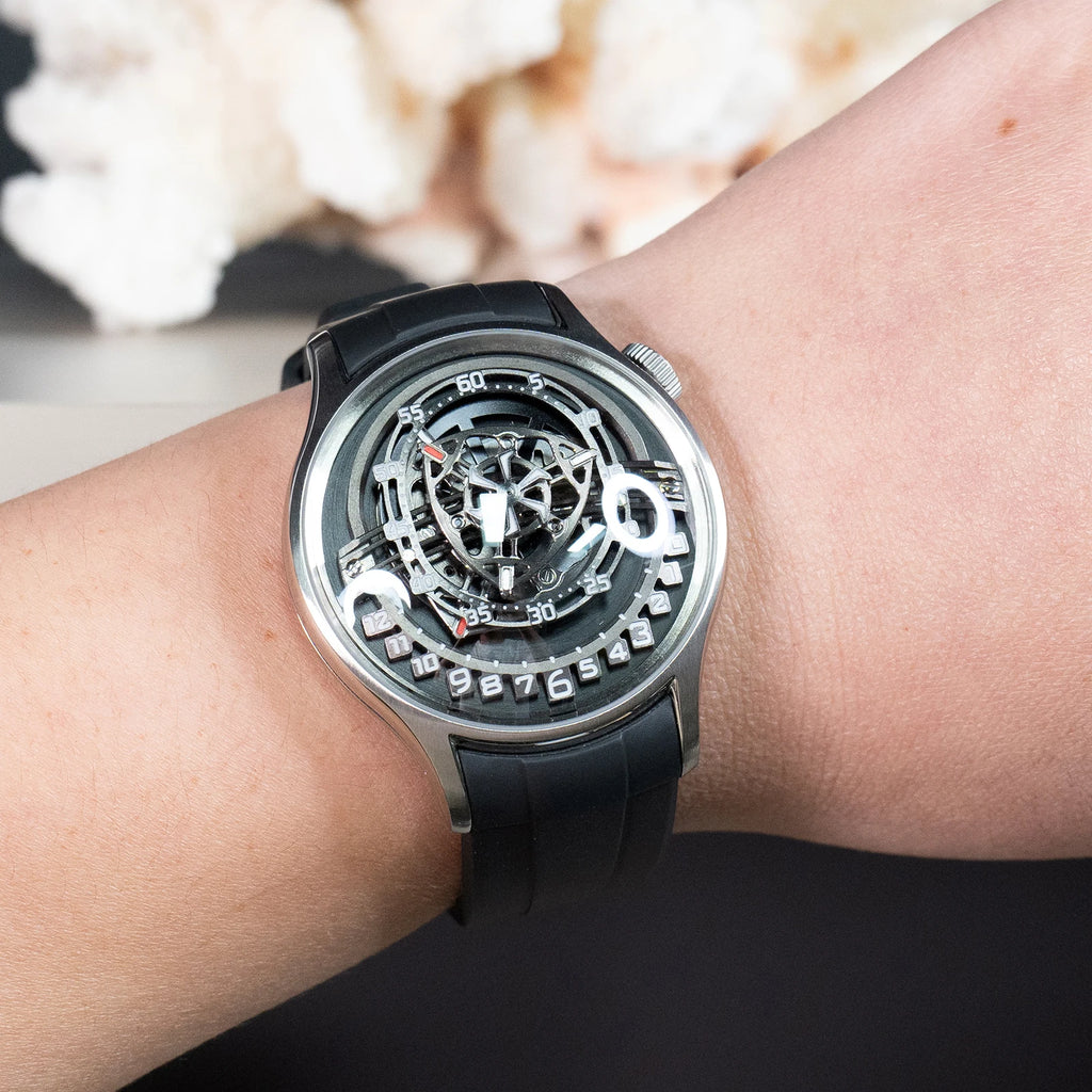 Montre Homme Automatique Cadran Rotor Fibre de Carbone Lumineux Silicone Oblvlo BLM-ROTOR – CLEVI Paris