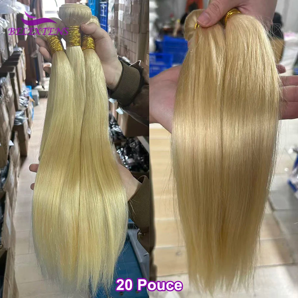Bundles Cheveux Humains Lisses Blonde 613 BELEXTENS – CLEVI Paris