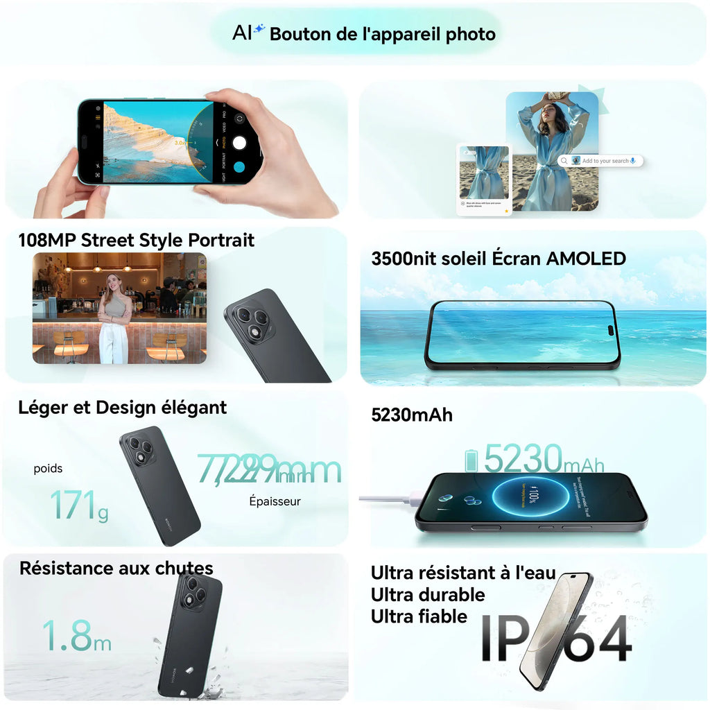Smartphone HONOR 400 Lite 5G 256 Go – CLEVI Paris