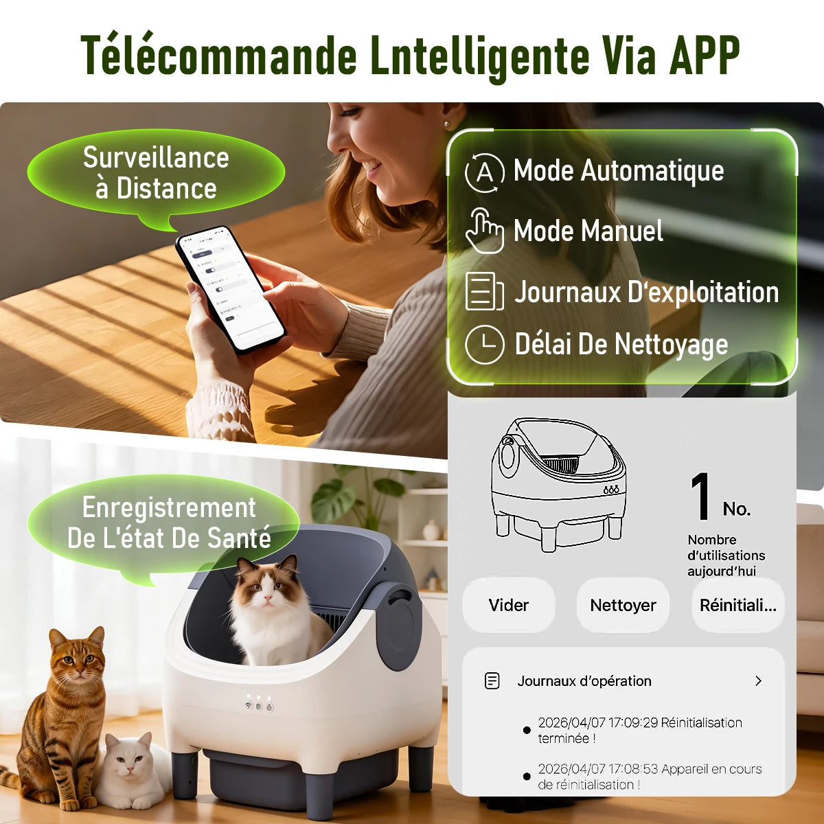 Litière automatique semi-fermée connectée – CLEVI Paris