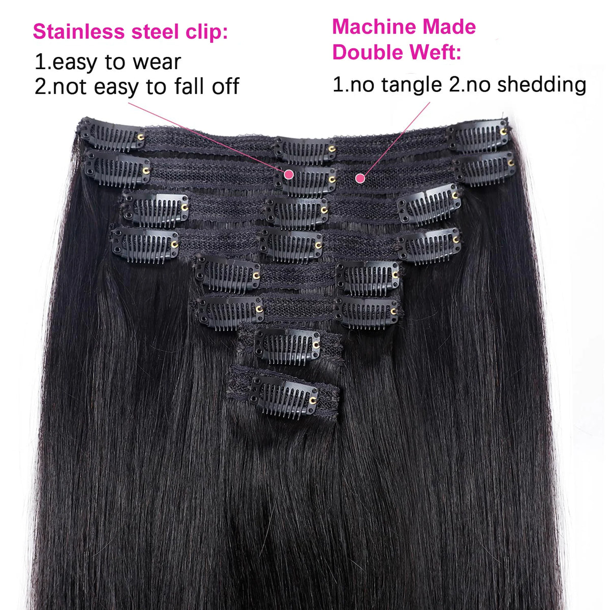 Extensions Clip In Lisses Brésiliennes 120g – CLEVI Paris