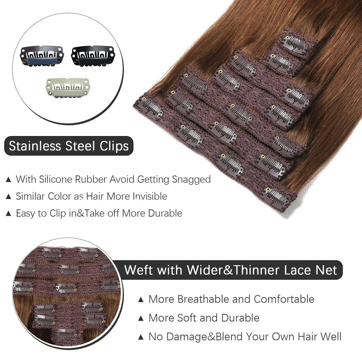 Extensions Cheveux Clips Remy Droites – CLEVI Paris