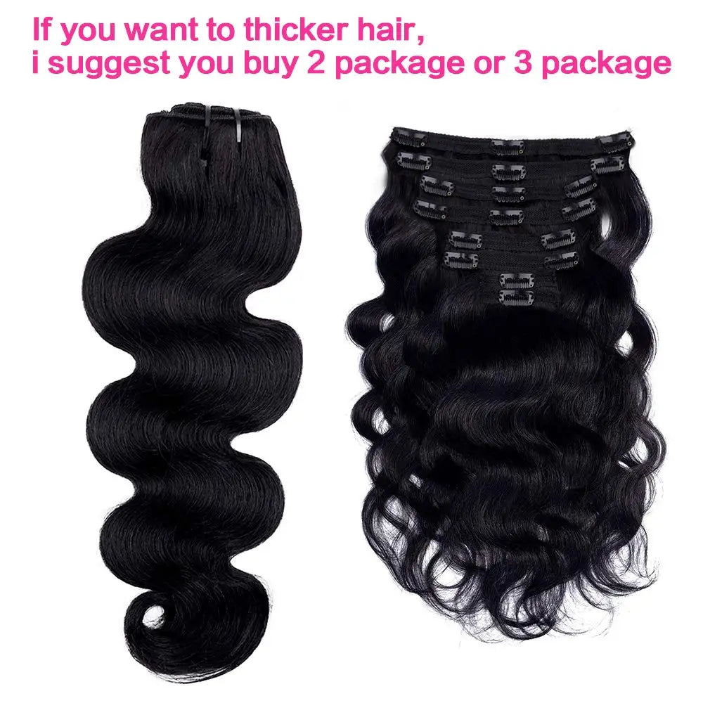Extensions Clips Body Wave Remy Noires 8Pcs – CLEVI Paris