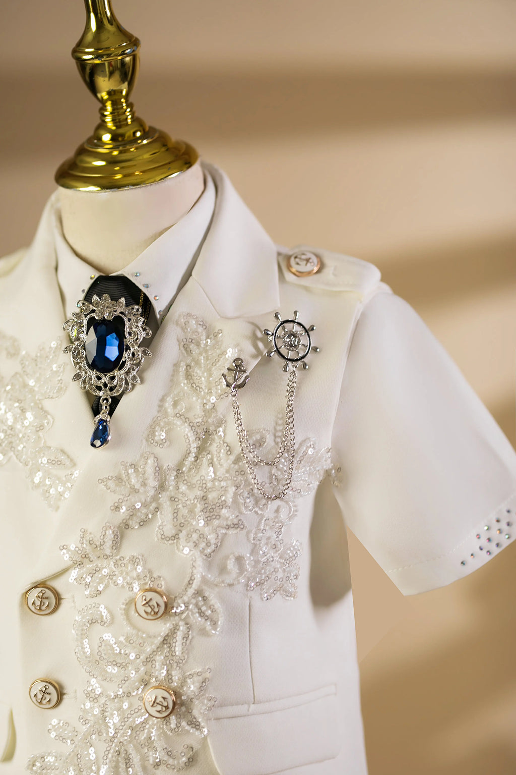Costume cérémonie garçon blanc A4484 – CLEVI Paris