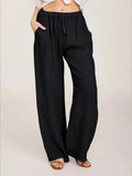 Pantalon femme uni à jambes larges – CLEVI Paris