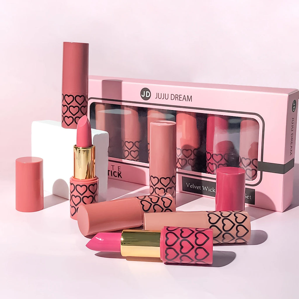 Coffret 6 Rouges à Lèvres Matte & Métallisés JUJU DREAM – Longue Tenue & Haute Pigmentation – CLEVI Paris