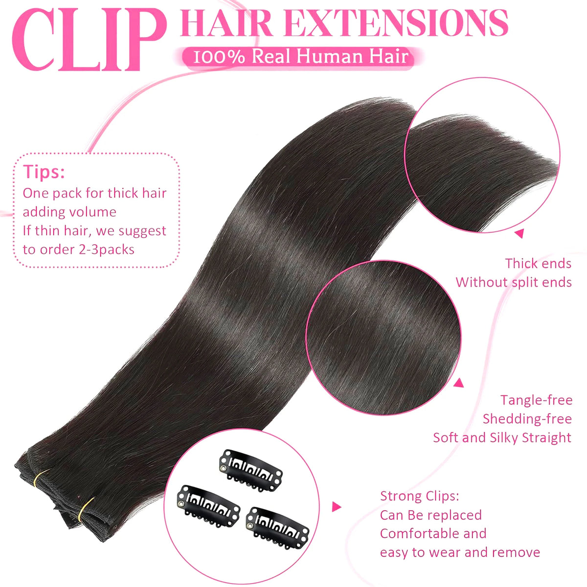 Extensions Cheveux Clips Remy Brésilien – CLEVI Paris