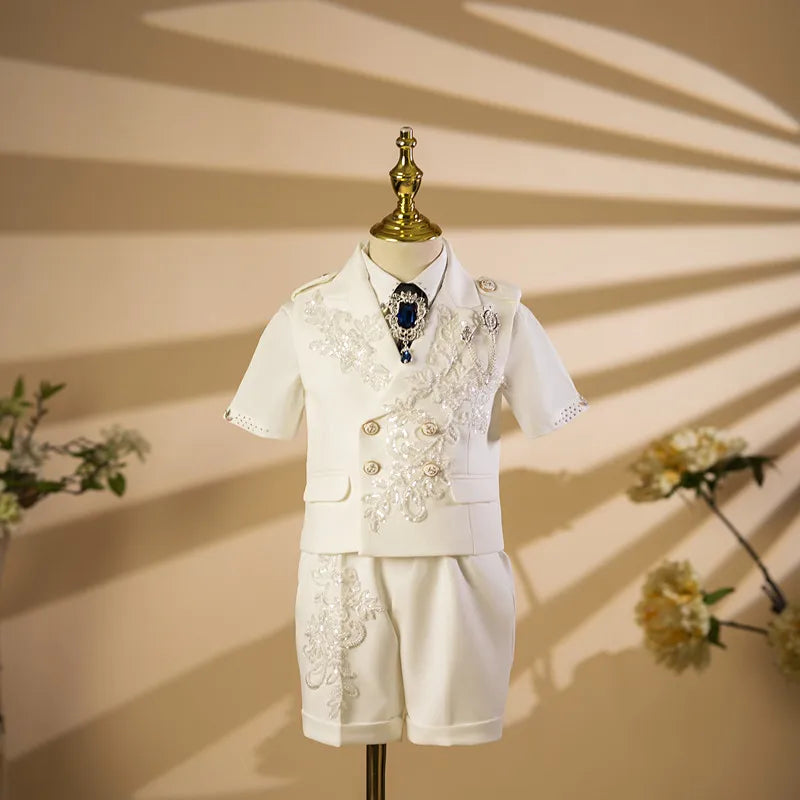 Costume cérémonie garçon blanc A4484 – CLEVI Paris