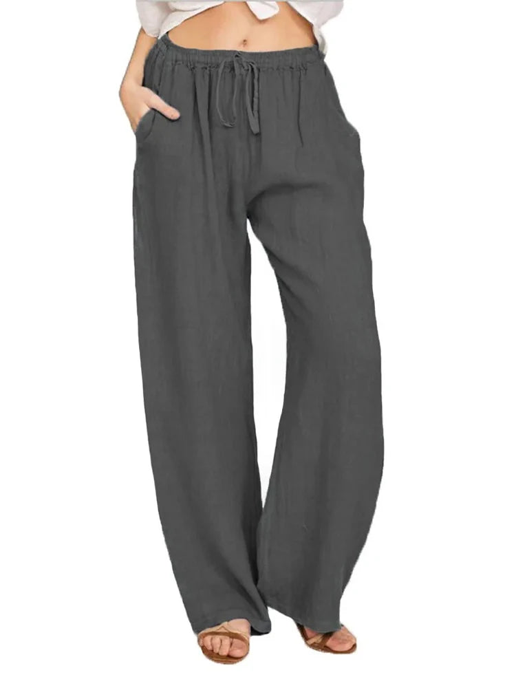 Pantalon femme uni à jambes larges – CLEVI Paris