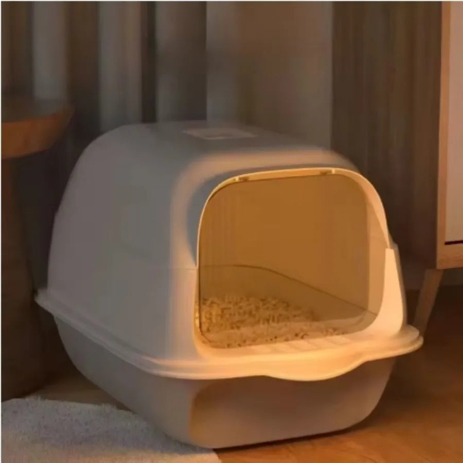 Bac à litière pliable semi-fermé pour chat – CLEVI Paris