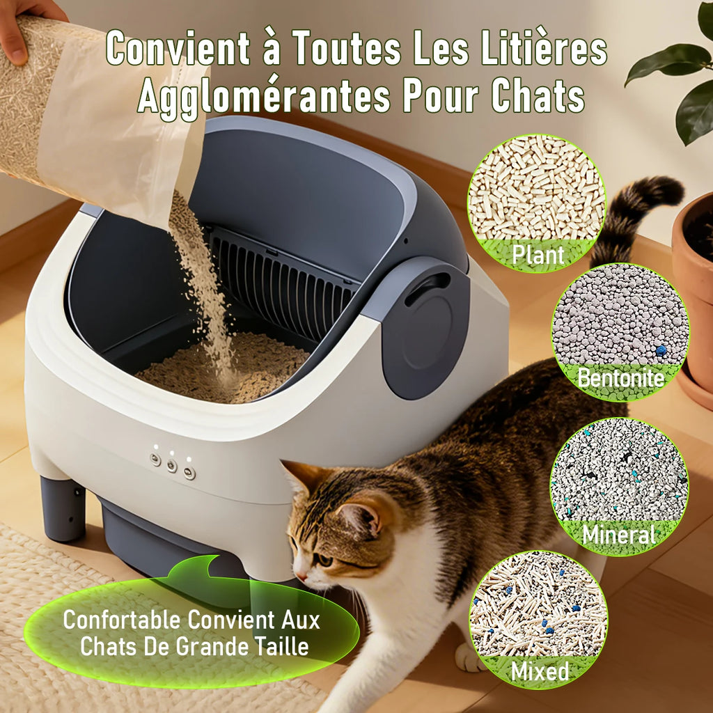 Litière automatique semi-fermée connectée – CLEVI Paris