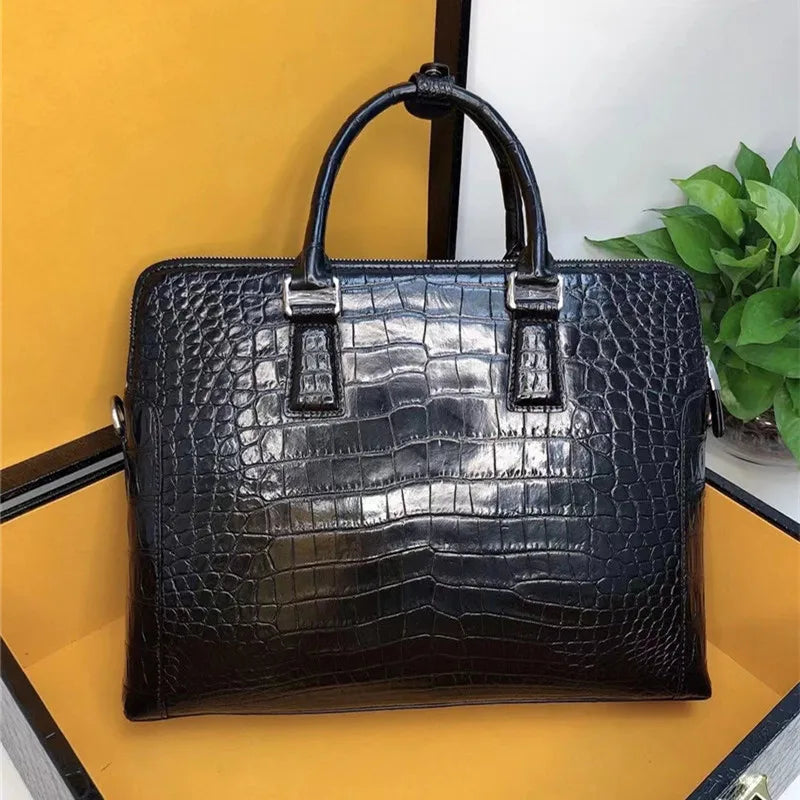 Mallette Zip Cuir Crocodile Homme Laptop 15" – CLEVI Paris