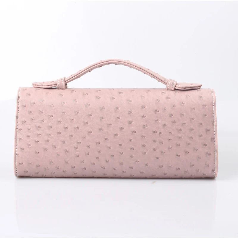 Pochette Femme Cuir PU Motif Autruche Tendance 27x12x5cm – CLEVI Paris