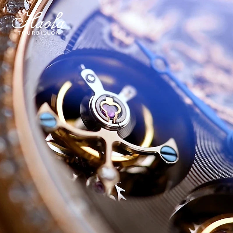 Montre Homme Double Tourbillon HAOFA K002 – Or Massif 18K Diamants Afrique du Sud Bracelet Alligator Édition Limitée – CLEVI Paris