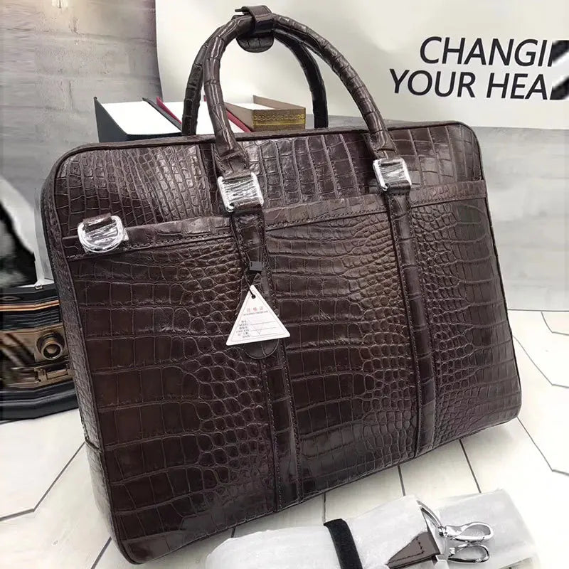 Mallette Cuir Crocodile Homme Laptop 15" – CLEVI Paris