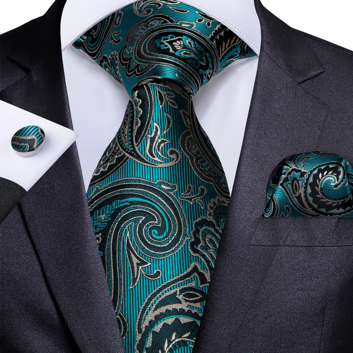 Coffret cravate homme paisley, pochette et boutons – CLEVI Paris