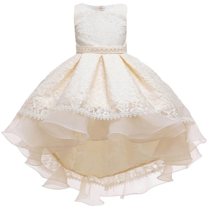 Robe cérémonie fille dentelle et fleurs – CLEVI Paris