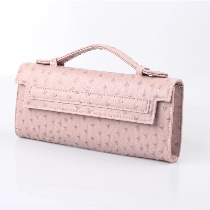 Pochette Femme Cuir PU Motif Autruche Tendance 27x12x5cm – CLEVI Paris