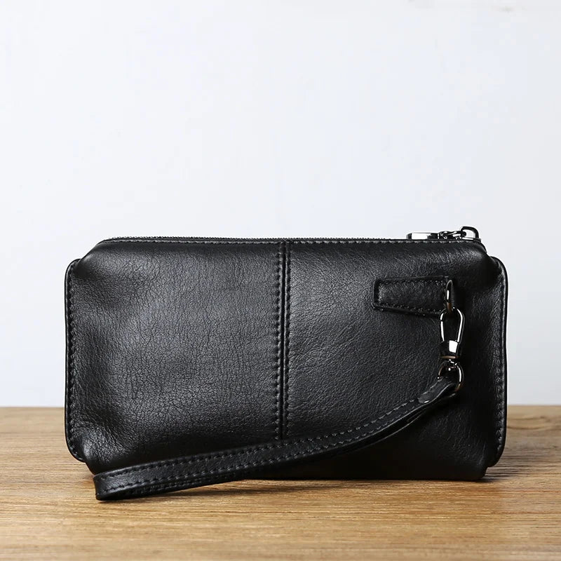 Portefeuille Long Unisexe Cuir Vachette Véritable 2 Formats Fermeture Éclair – CLEVI Paris