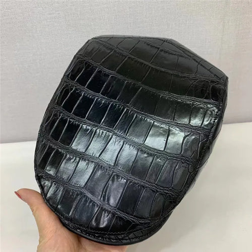 Casquette Gavroche Cuir Crocodile Homme Noir – CLEVI Paris