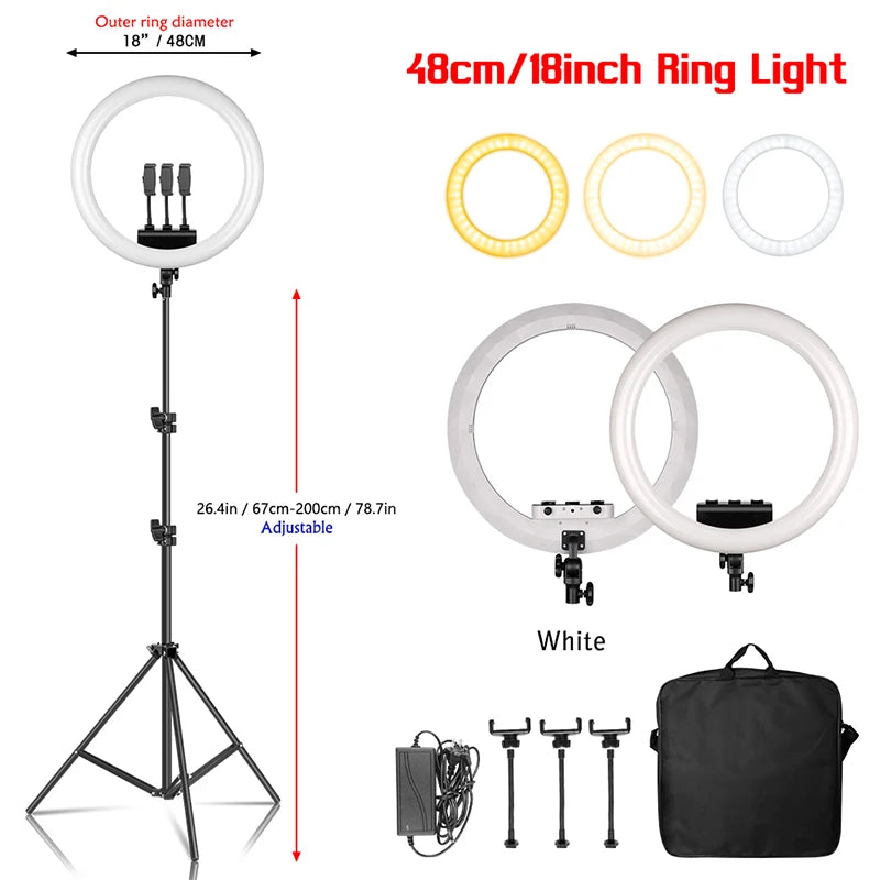 Anneau lumineux LED SH 45 cm, supports au choix – CLEVI Paris
