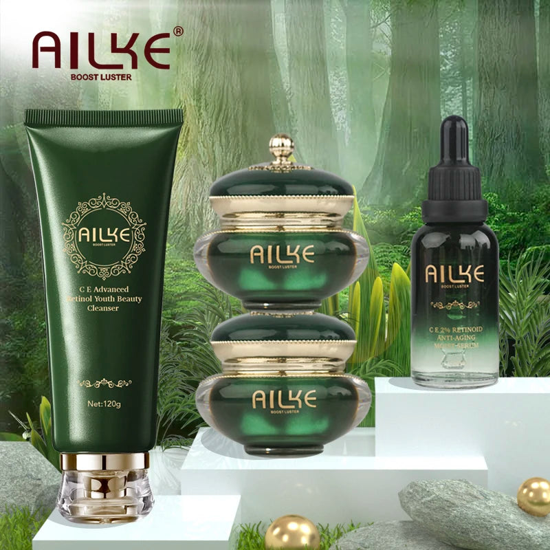 Gamme Soins Visage AILKE Retinol C&E Premium – Crème, Sérum & Nettoyant Anti-Rides – CLEVI Paris