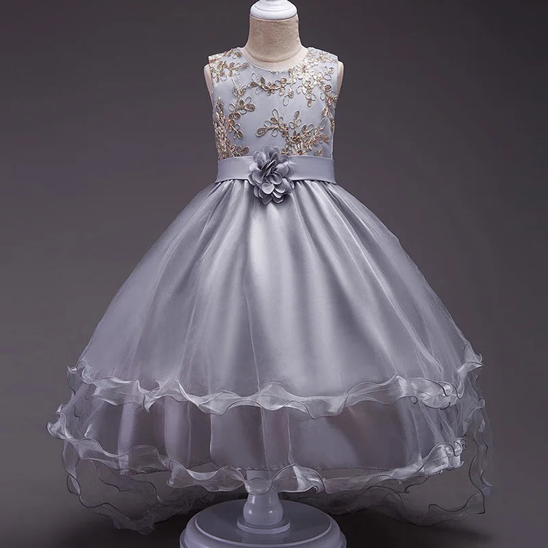 Robe tutu fille à fleurs brodées FD028 – CLEVI Paris