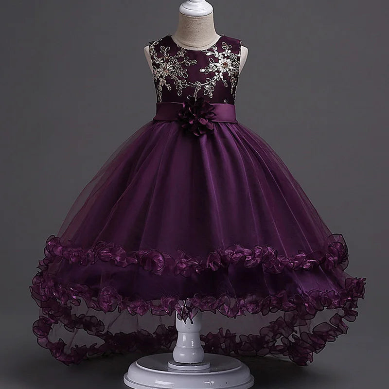 Robe tutu fille à fleurs brodées FD028 – CLEVI Paris