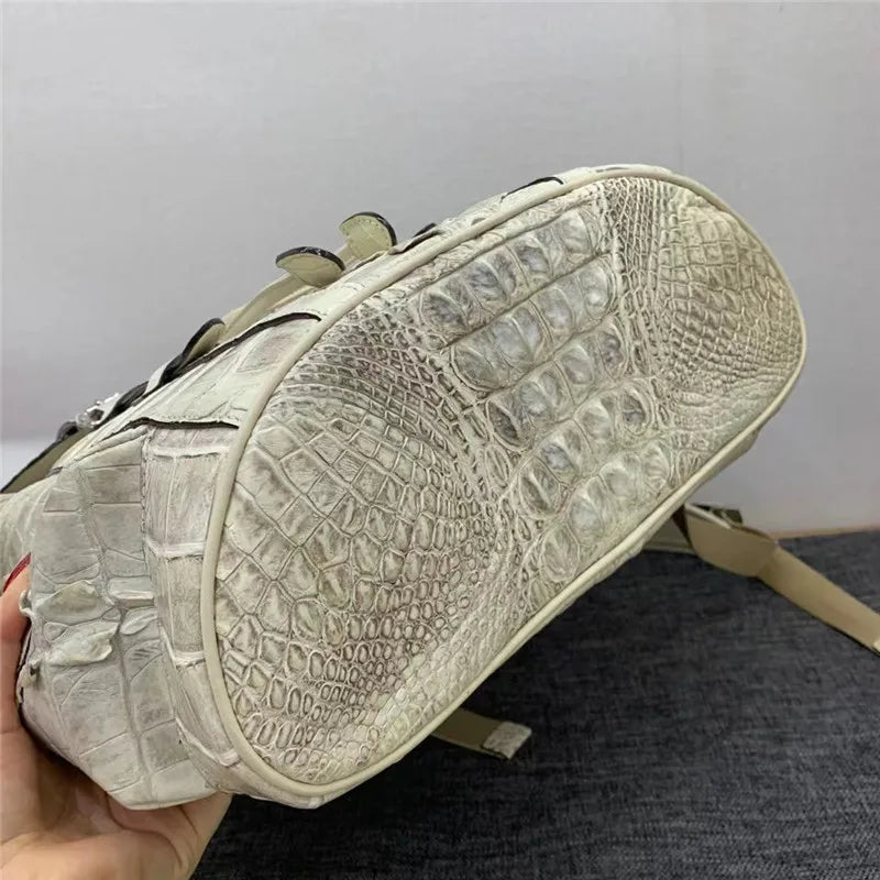 Sac à Dos Cuir Crocodile Homme Ivoire – CLEVI Paris