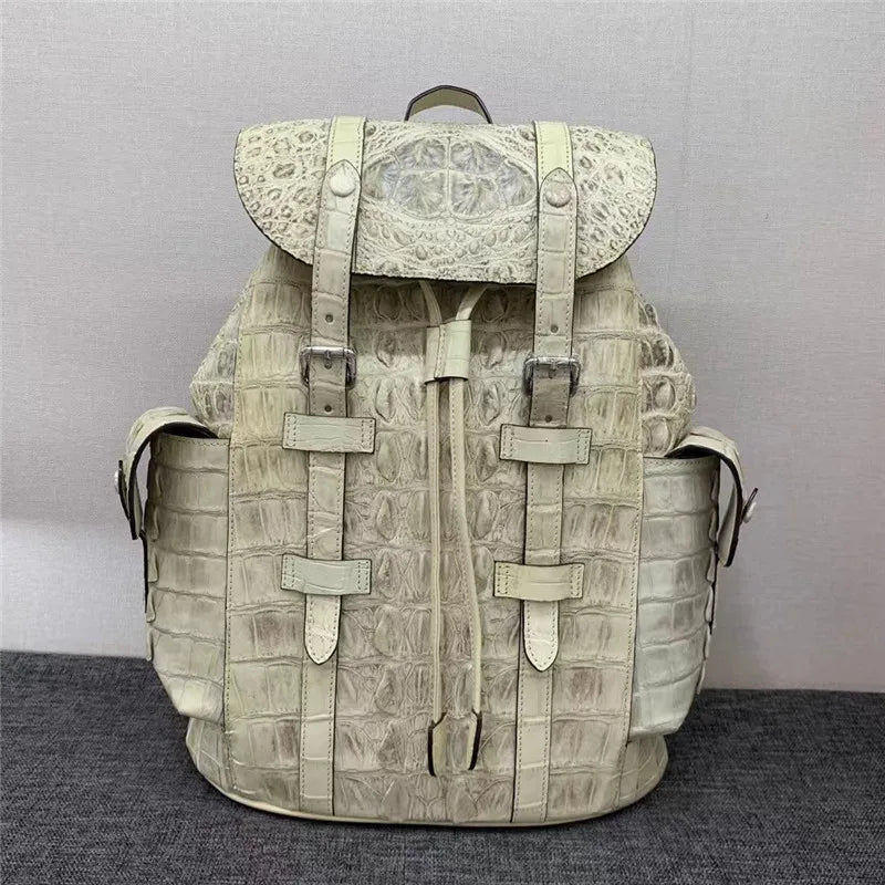 Sac à Dos Cuir Crocodile Homme Ivoire – CLEVI Paris