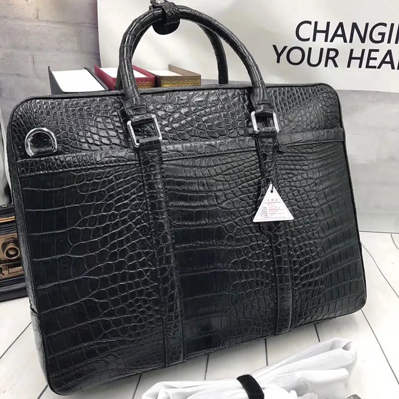 Mallette Cuir Crocodile Homme Laptop 15" – CLEVI Paris